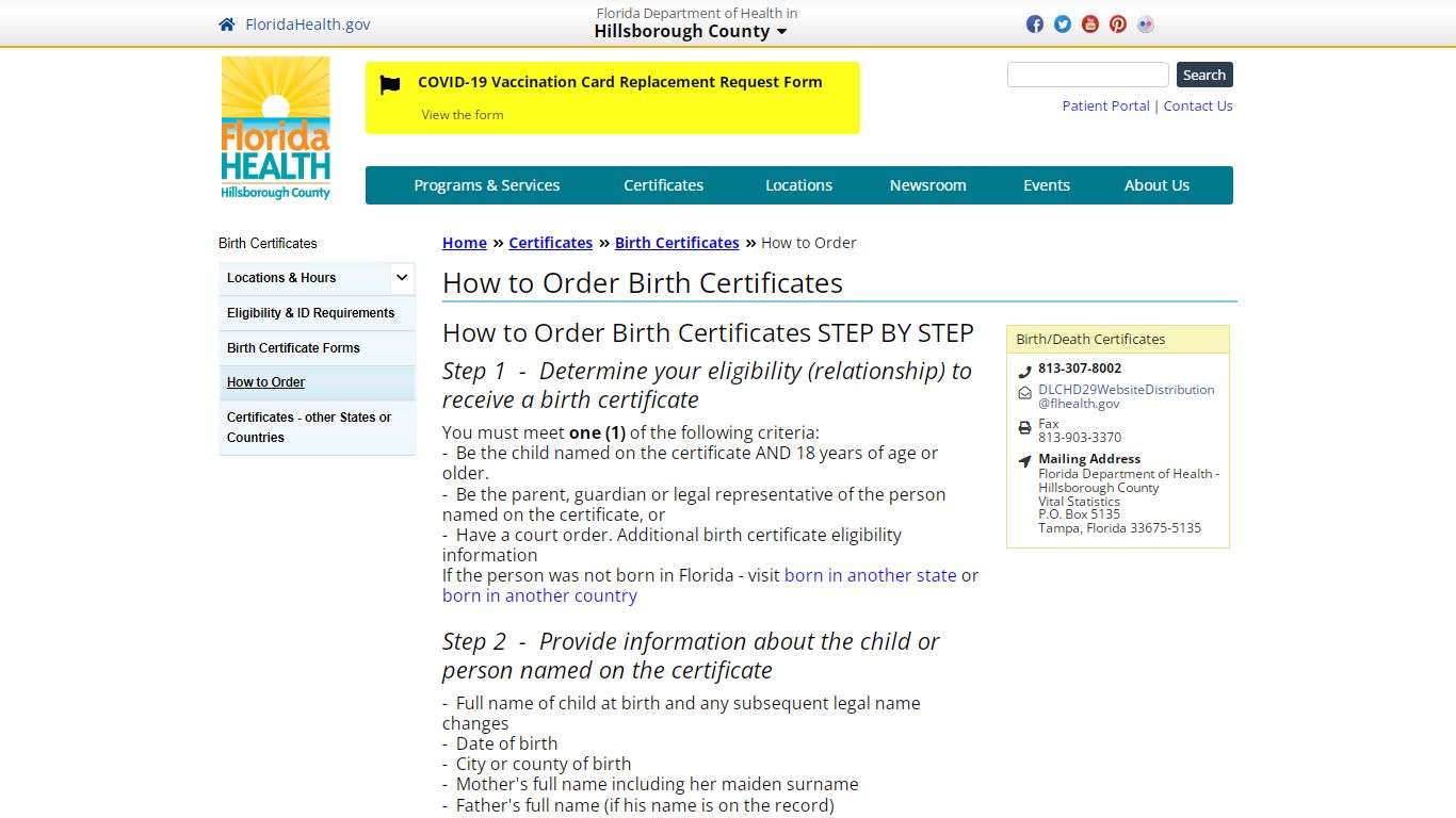 How to Order Birth Certificates - Florida Department of Health